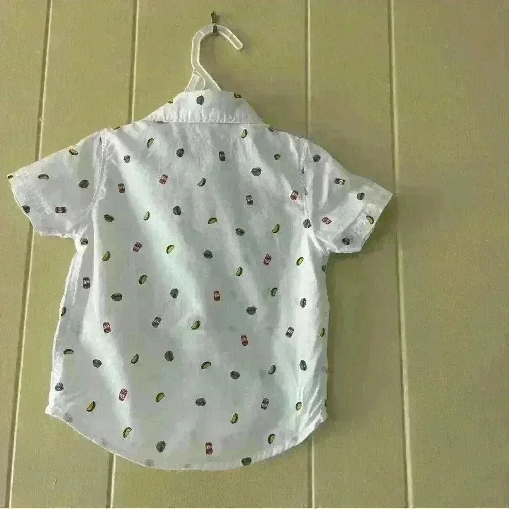 Carters Boys White Taco Button Up Shirt Size 12 Months